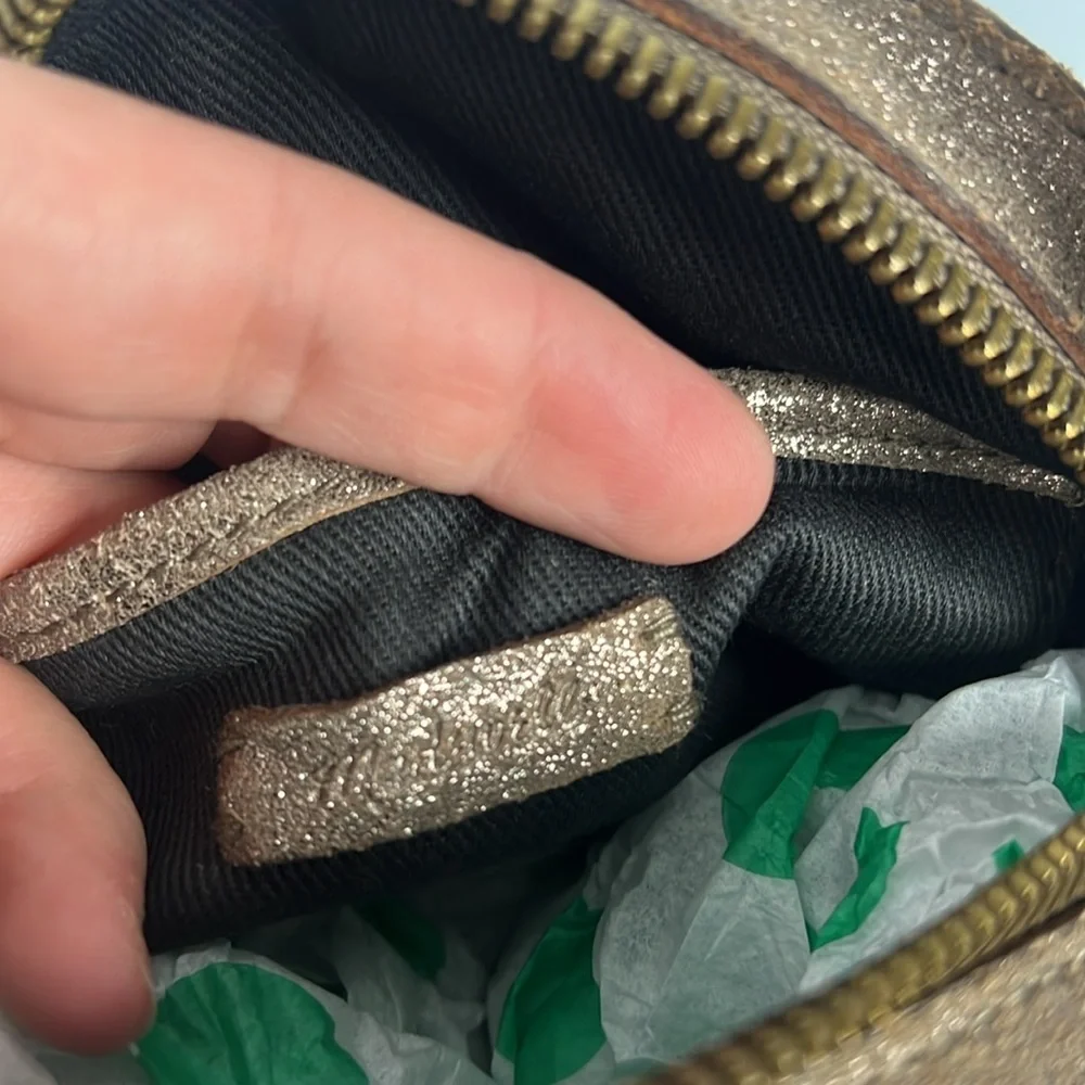Madewell metallic sand simple circle crossbody leather bag